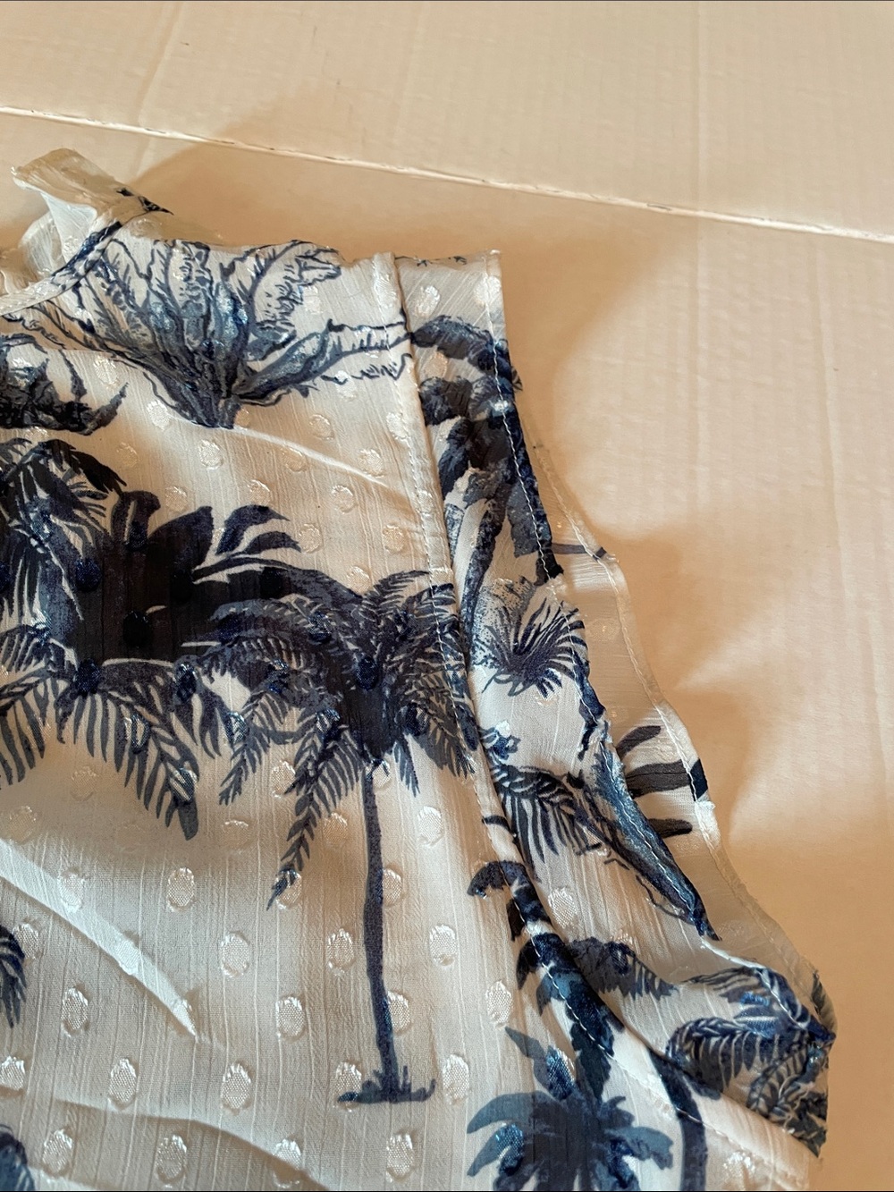 RACHEL Rachel Roy Ivory Blouse with Navy Palm Print - Picture 12 of 12